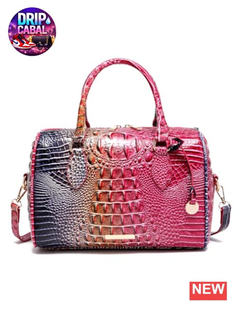 Crocodile Embossed Vegan Leather Satchel Tote Handbag